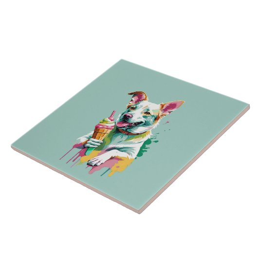 Happy Dog eating an ice-cream タイル (側面)