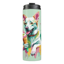 Happy Dog eating an ice-cream タンブラー