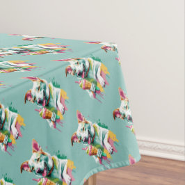 Happy Dog eating an ice-cream テーブルクロス