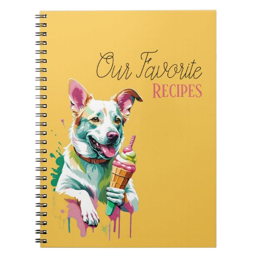 Happy Dog eating an ice-cream ノートブック (正面)