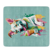 Happy Dog Eating Ice-cream カッティングボード (正面)