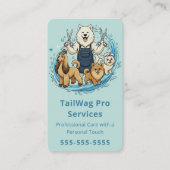 Happy Dog Grooming Cute Pet Sitter Modern Blue 名刺 (正面)