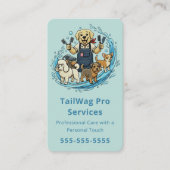 Happy Dog Grooming Pet Sitter Dog Groomer Blue 名刺 (正面)