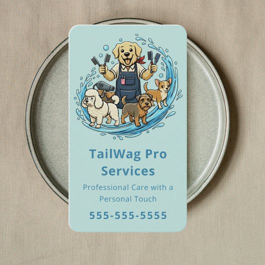 Happy Dog Grooming Pet Sitter Dog Groomer Blue 名刺