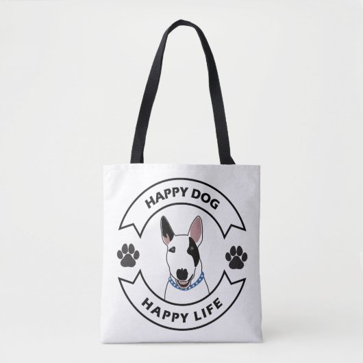 Happy dog, happy life トートバッグ (正面)