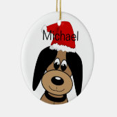 Happy Dog in Santa Hat Personalised セラミックオーナメント (右)