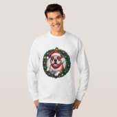 Happy Dog Inside Festive Christmas Wreath Tシャツ (正面フル)