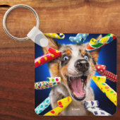 Happy Dog Party Blowers キーホルダー (正面)