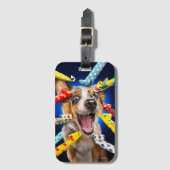 Happy Dog Party Blowers ラゲッジタグ (正面縦)