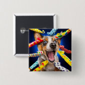 Happy Dog Party Blowers 缶バッジ (正面&裏面)