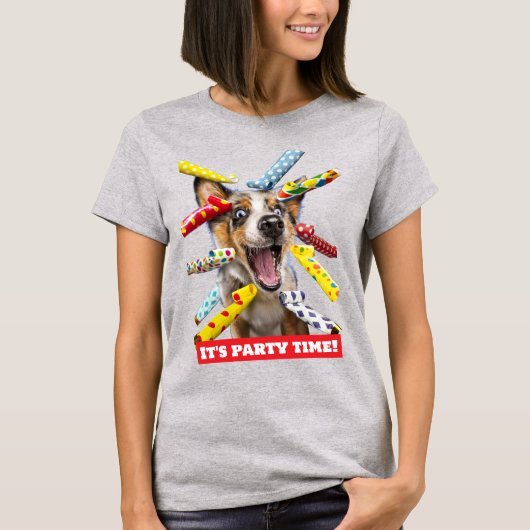 Happy Dog Party Blowers Tシャツ (正面)