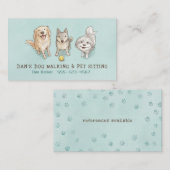 Happy Dogs Pet Sitter Dog Walker Cute Drawings 名刺 (正面/裏面)