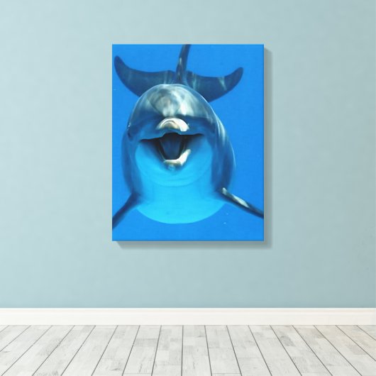 Happy Dolphin Canvas Print キャンバスプリント (インサイチュ (ウッドフロア))