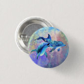 Happy Dolphin Coupleボタン – ファミリー – 絵画's 缶バッジ (正面&裏面)