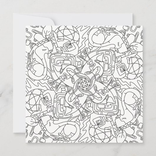 Happy Doodles：世界中のカラーリングフラットカード (正面)