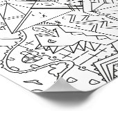 Happy Doodles：折り紙恐竜の土地着色ページ ポスター (角)