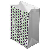 Happy Dots Gift Bag — Sage & Plum (Gender-Neutral) ミディアムペーパーバッグ (正面アングル)