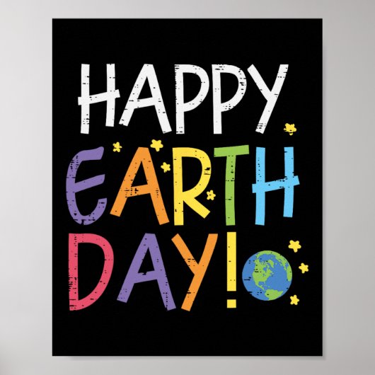 Happy Earth Day Environmental Men Women Kids Te ポスター (正面)
