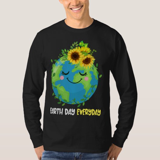 Happy Earth Day Everyday 2023 Earth Sunflower Save Tシャツ (正面)