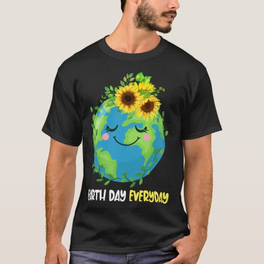 Happy Earth Day Everyday 2023 Earth Sunflower Save Tシャツ (正面)