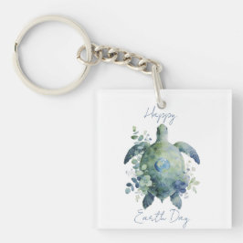 Happy Earth Day Turtle Design キーホルダー
