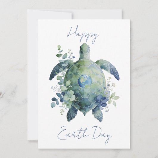 Happy Earth Day Turtle Design シーズンカード (正面)