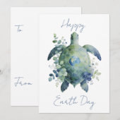 Happy Earth Day Turtle Design シーズンカード (正面/裏面)