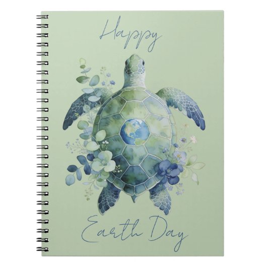 Happy Earth Day Turtle Design ノートブック (正面)