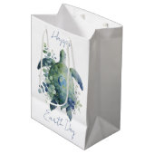 Happy Earth Day Turtle Design ミディアムペーパーバッグ (正面アングル)