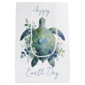 Happy Earth Day Turtle Design ミディアムペーパーバッグ (裏面)