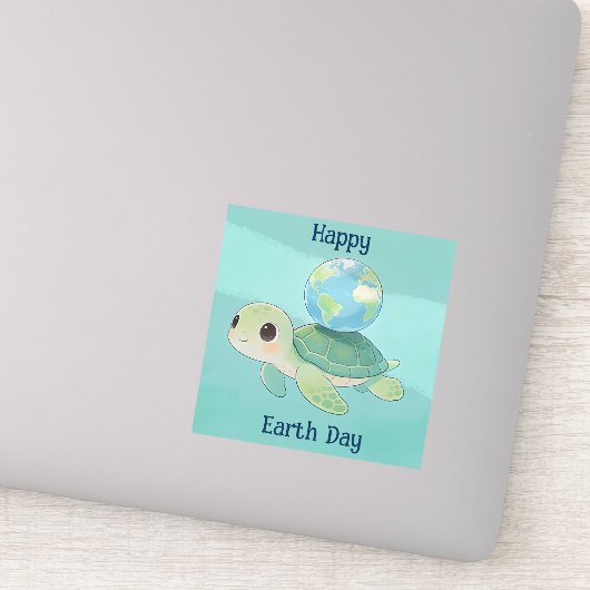 Happy Earth Day Turtle with Globe シール (詳細)