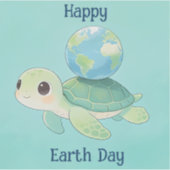 Happy Earth Day Turtle with Globe シール (正面)