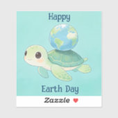Happy Earth Day Turtle with Globe シール (シート)