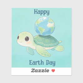 Happy Earth Day Turtle with Globe シール