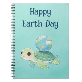 Happy Earth Day Turtle with Globe ノートブック
