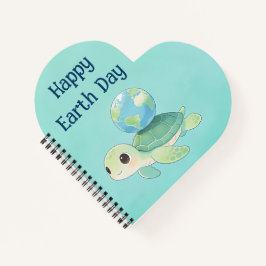 Happy Earth Day Turtle with Globe ノートブック