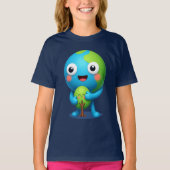 Happy Earth Hugging Tree Shirt Cute Nature Tシャツ (正面)