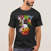 Happy East Rawr Bunny Dinosaur with Easter Eggs fo Tシャツ (正面)