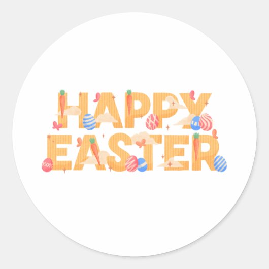 Happy Easter ラウンドシール (正面)