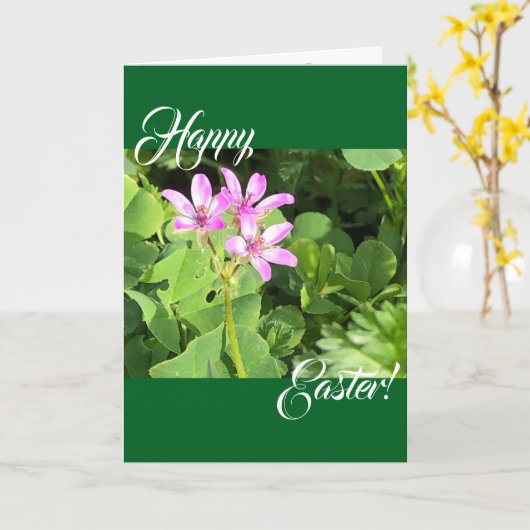 Happy Easter 1 - Folded Greeting Card カード (黄色い花)