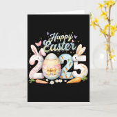 Happy Easter 2025 Bunny Rabbit Face Easter Day Wom カード (黄色い花)