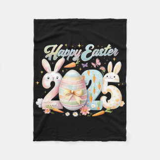 Happy Easter 2025 Bunny Rabbit Face Easter Day Wom フリースブランケット