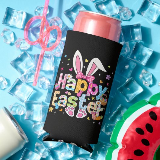 Happy Easter 2026 Cute Bunny Rabbit スリム缶クーラー (インサイチュ 夏)