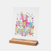 Happy Easter 2026 Cute Bunny Rabbit Easter Day Wom アクリルサイン (傾斜)