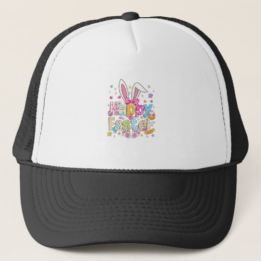Happy Easter 2026 Cute Bunny Rabbit Easter Day Wom キャップ (正面)