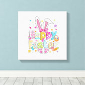 Happy Easter 2026 Cute Bunny Rabbit Easter Day Wom キャンバスプリント (インサイチュ (ウッドフロア))