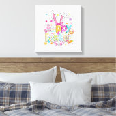 Happy Easter 2026 Cute Bunny Rabbit Easter Day Wom キャンバスプリント (インサイチュ (寝室))