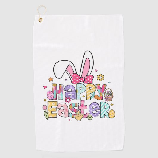 Happy Easter 2026 Cute Bunny Rabbit Easter Day Wom ゴルフタオル (正面)