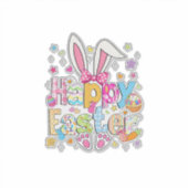 Happy Easter 2026 Cute Bunny Rabbit Easter Day Wom シール (正面)