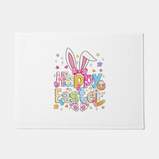 Happy Easter 2026 Cute Bunny Rabbit Easter Day Wom ドアマット (正面)